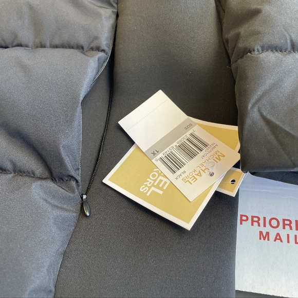 Michael Kors Black Fur Hood Winter Coat MK Jacket Plus Size 1X NEW - Picture 5 of 10